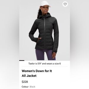Lululemon Down For it All Jacket Coat